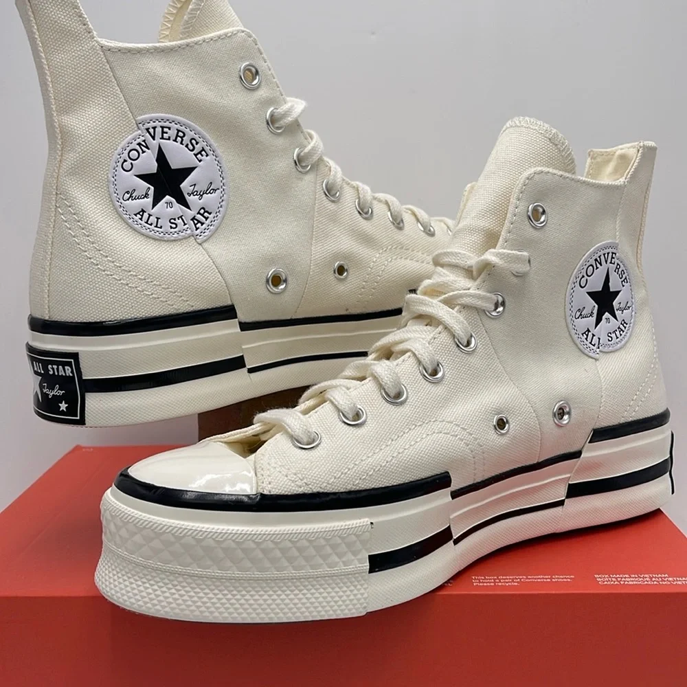 Converse WMNS CHUCK 70 PLUS HI EGRET/BLACK/EGRET A00915C Platforms Sneakers